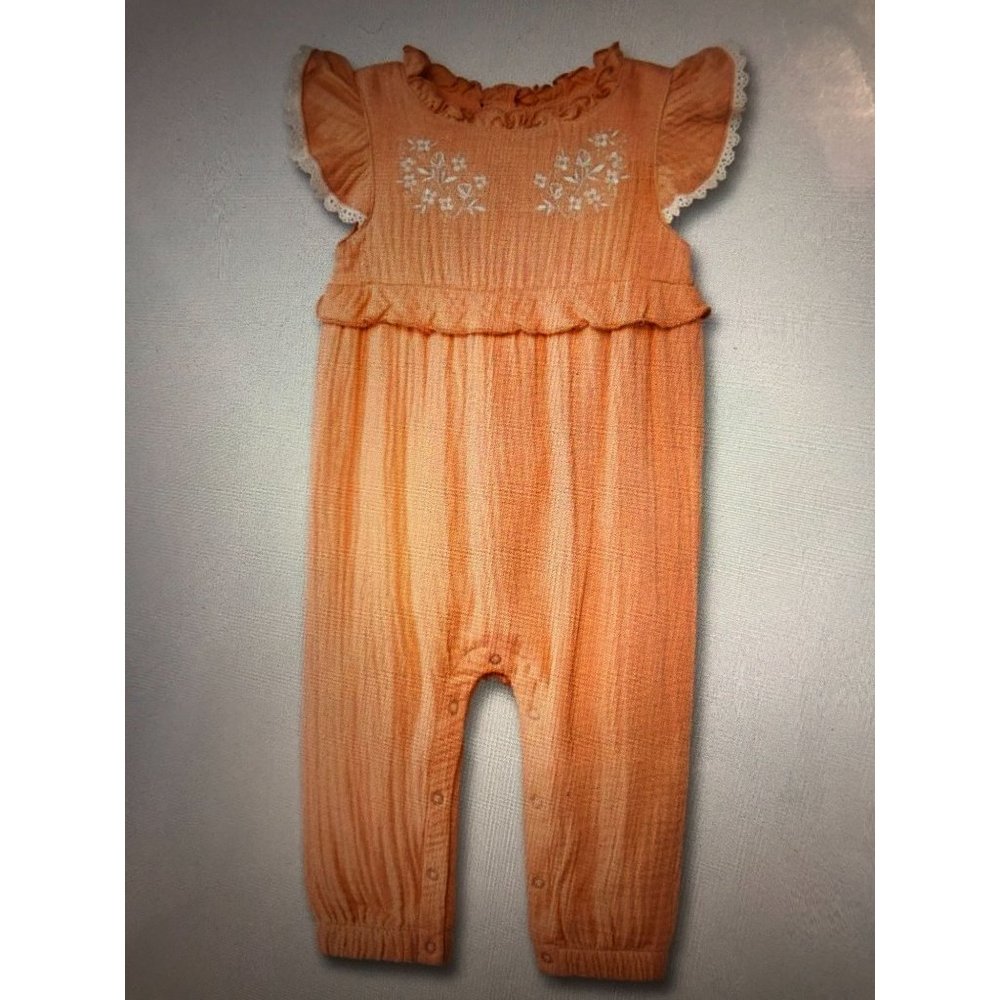 Cat & Jack Sleeveless Peach Romper Girls Size 0-3 Months
